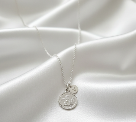 Kinderkette mit Schutzengel rund | Taufkette