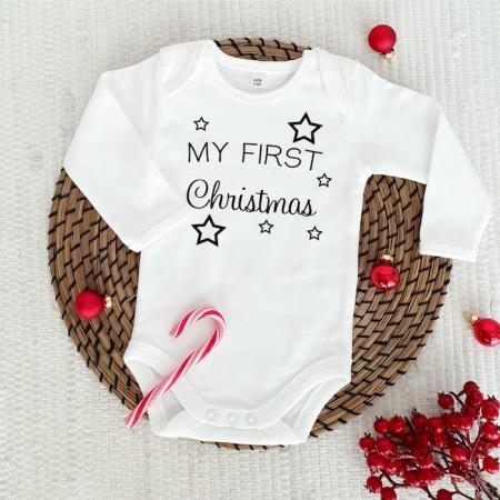 Body My First Christmas mit Sterne | Babybody personalisiert