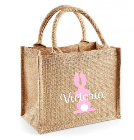 Ostertasche mit Name | Hase rosa